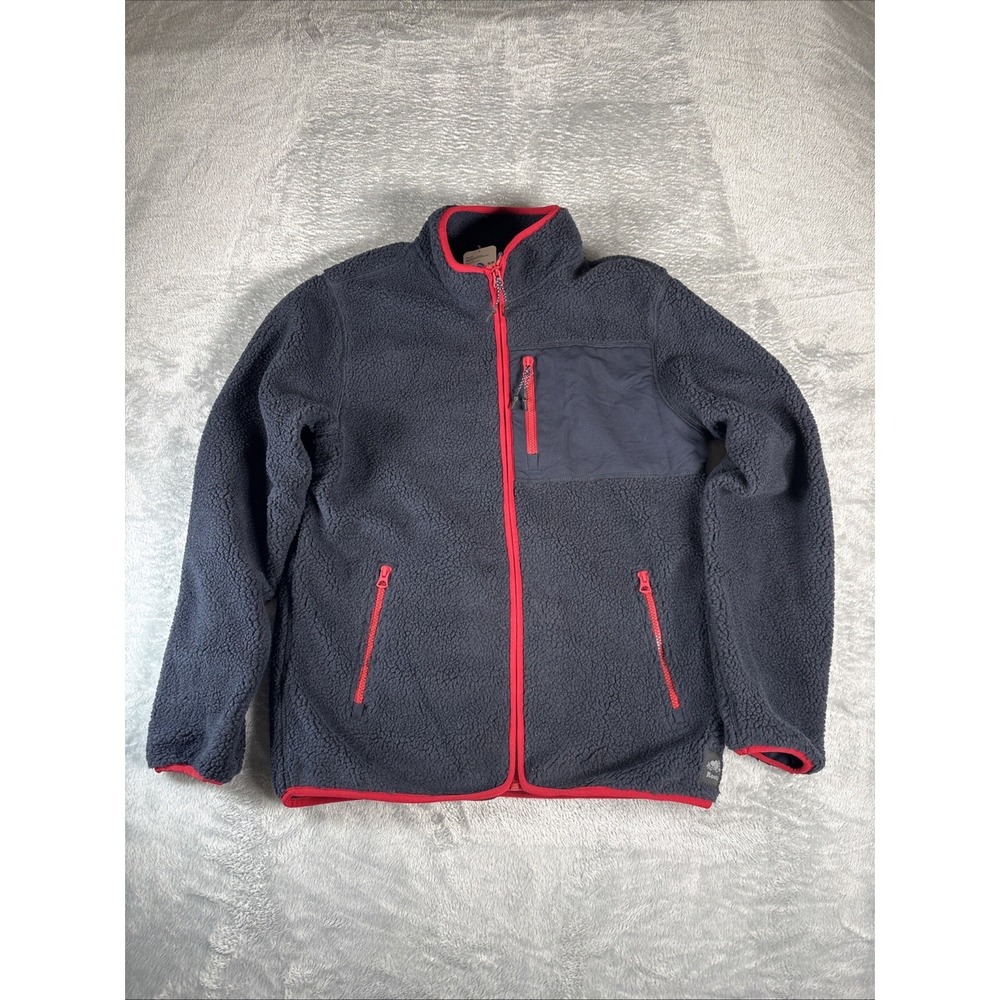 Roots Whistler Fleece Mens Small Blue Full Zip Mock Neck Sherpa